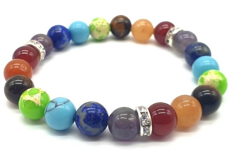 Bracelet 7 chakras mix perles 8mm