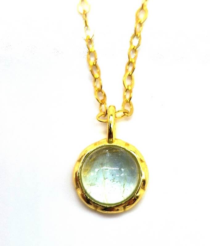 Collier Argent 925 Aigue Marine Ronde