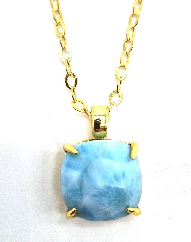 Collier Argent 925 Larimar Carrée