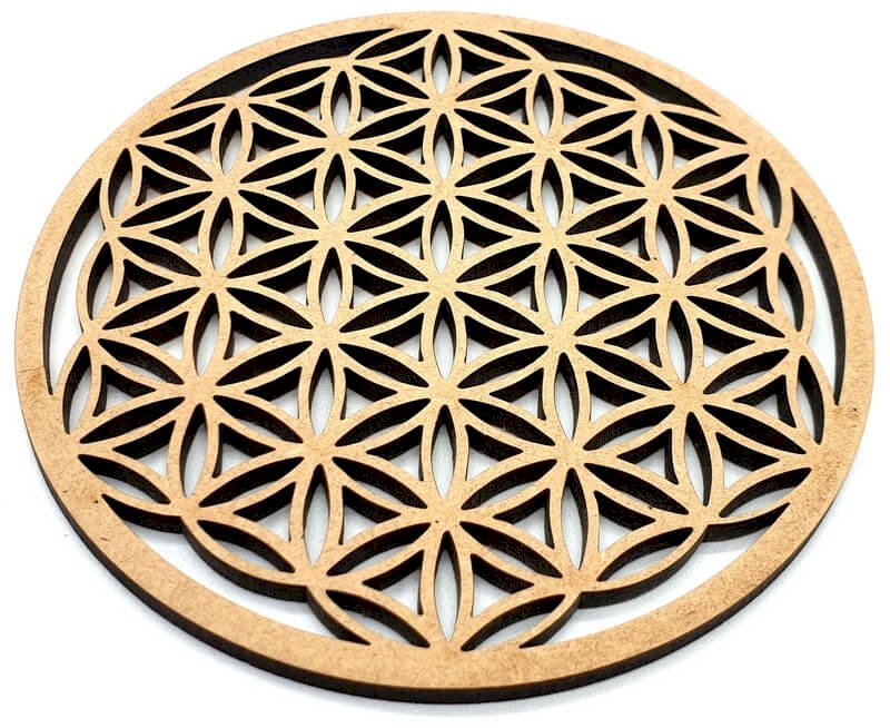 Plaque Fleur de Vie Sculptée Bois 10cm