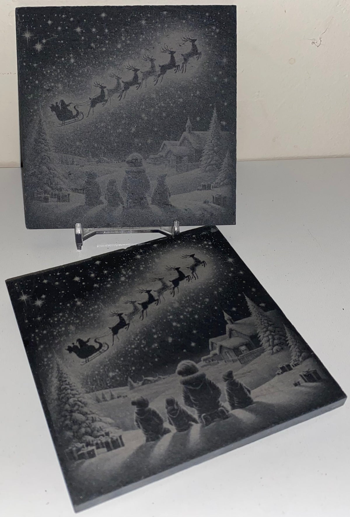 Sous verre famille père noël