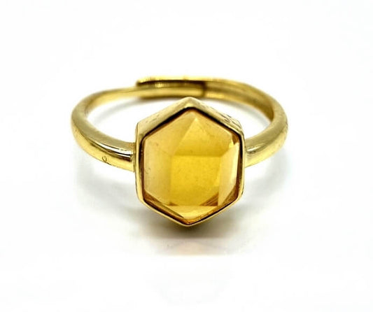 Bague Argent 925 Citrine Hexagonale