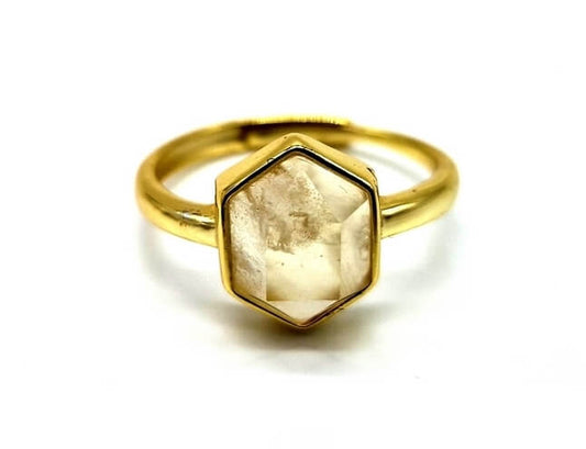 Bague Argent 925 Pierre de Lune Hexagonale