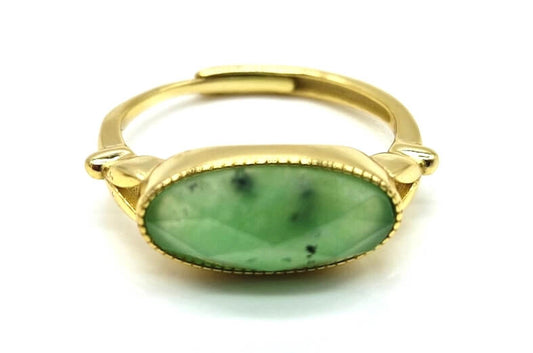 Bague Argent 925 Jade Verte Ovale