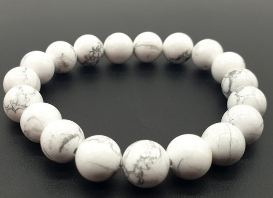 Bracelet Howlite Blanche perles 10mm