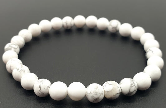 Bracelet Howlite Blanche perles 6mm