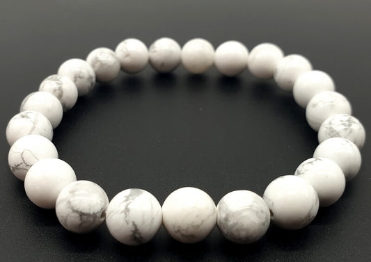 Bracelet Howlite Blanche perles 8mm