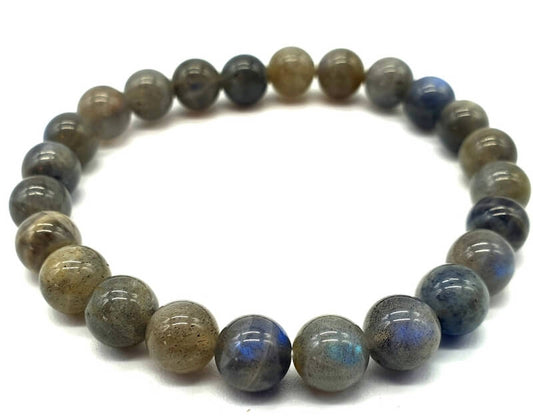 Bracelet 'Blue Light' Labradorite perles 8mm