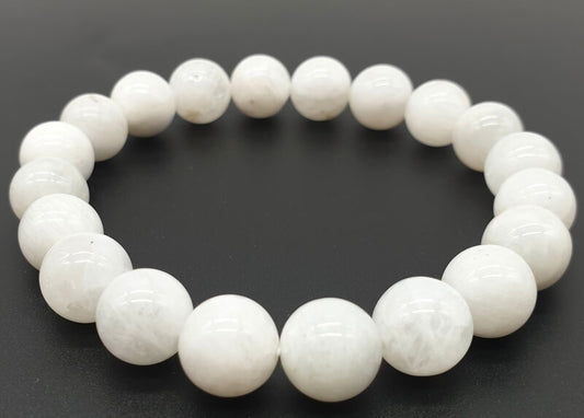 Bracelet Pierre de Lune Blanche perles 10mm