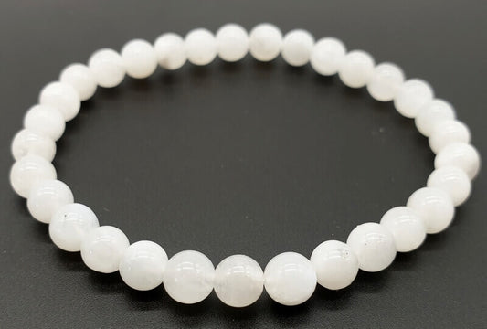 Bracelet Pierre de Lune Blanche perles 6mm