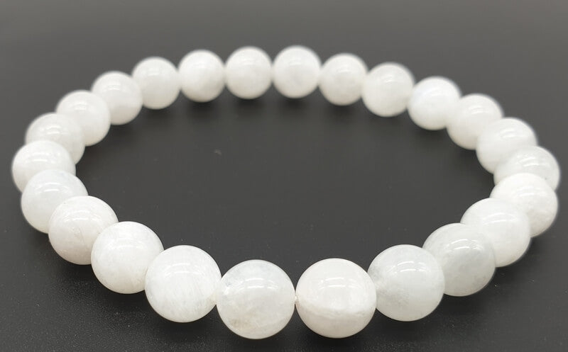 Bracelet Pierre de Lune Blanche perles 8mm