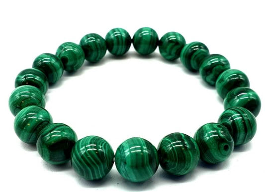 Bracelet 'Light Green' Malachite perles 10mm