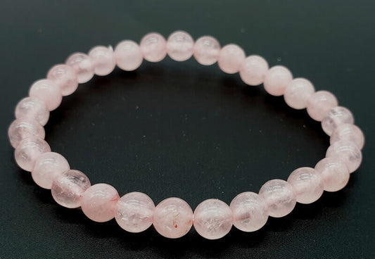 Bracelet Quartz Rose Perles 6mm