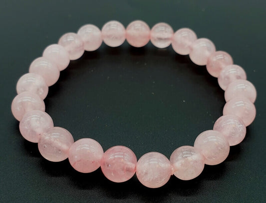 Bracelet Quartz Rose Perles 8mm