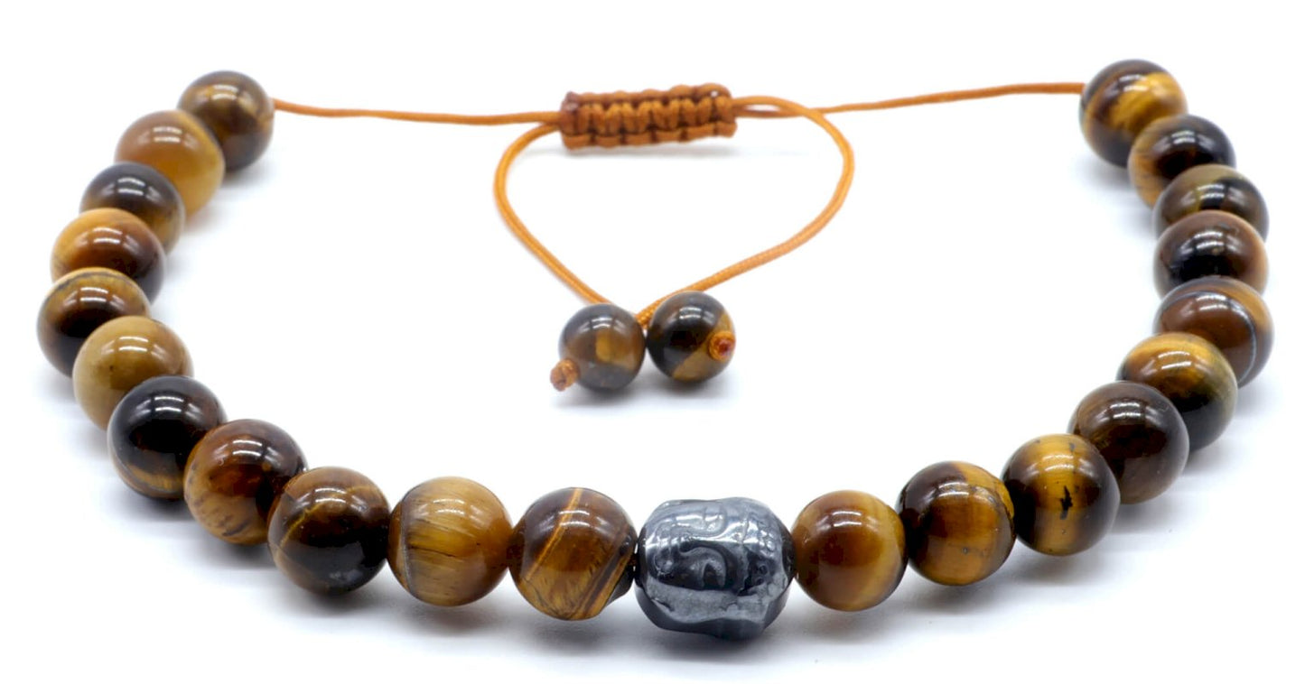 Bracelet Ajustable Oeil de Tigre perles 8mm