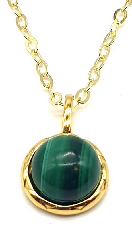 Collier Argent 925 Malachite Ronde