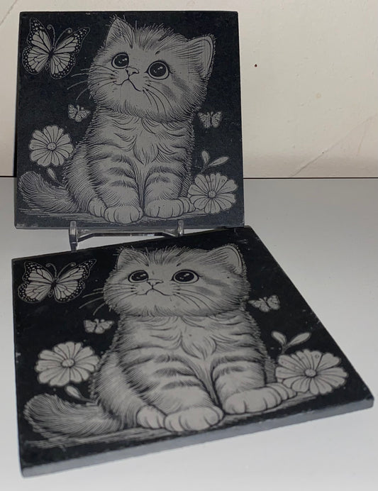 Sous verre chat papillon