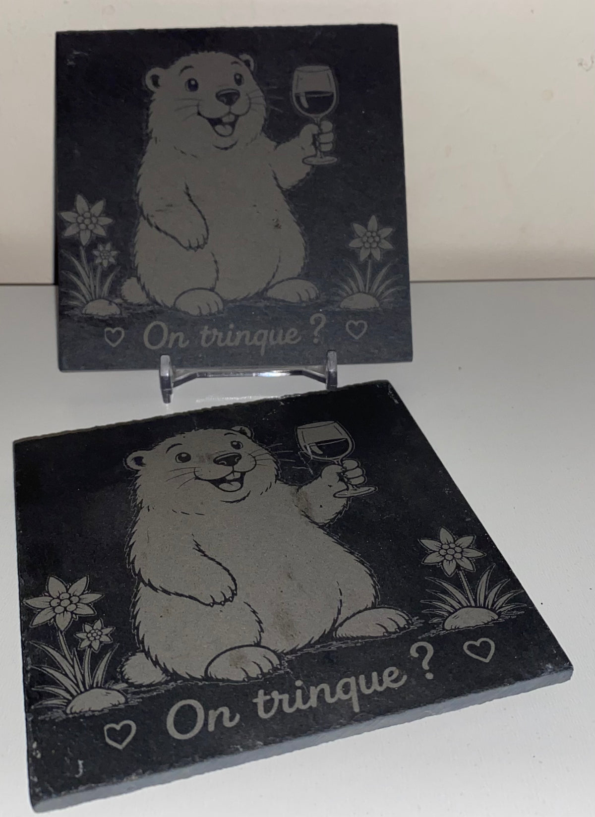 Sous verre marmotte "on trinque"