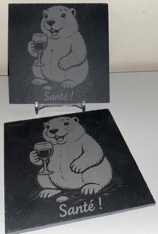 Sous verre marmotte "santé"