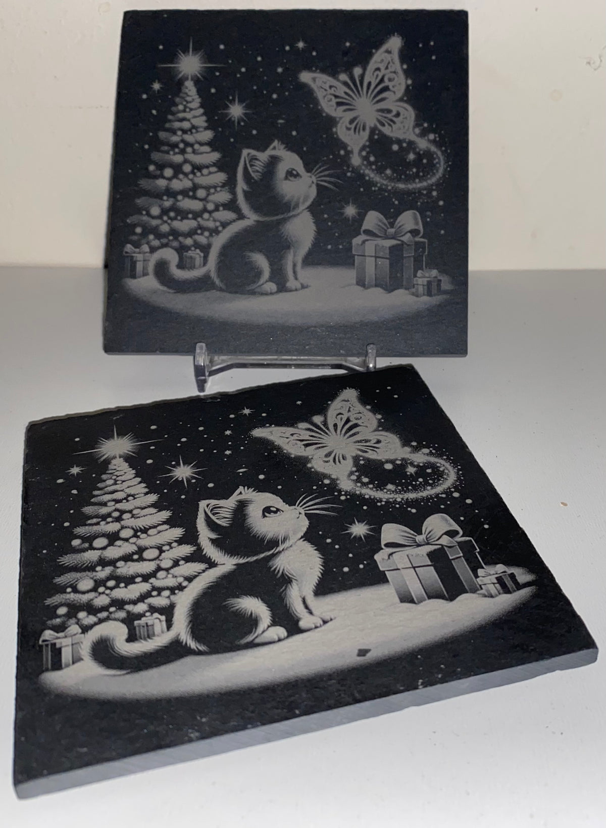 Sous verre chat noël