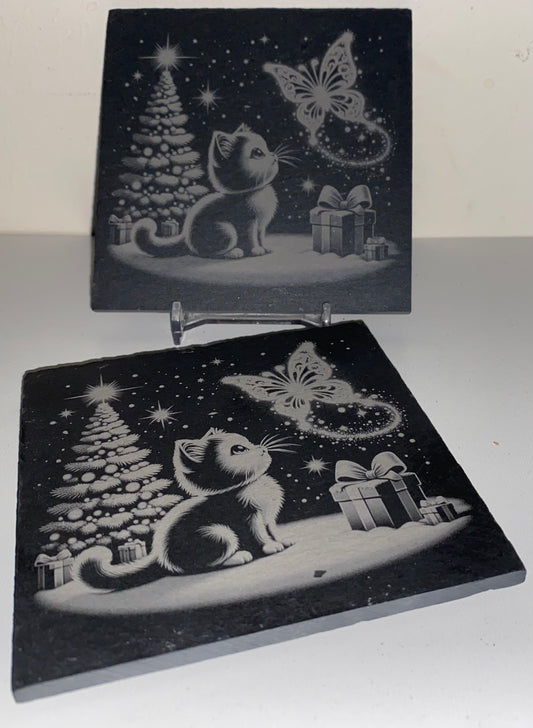 Sous verre chat noël