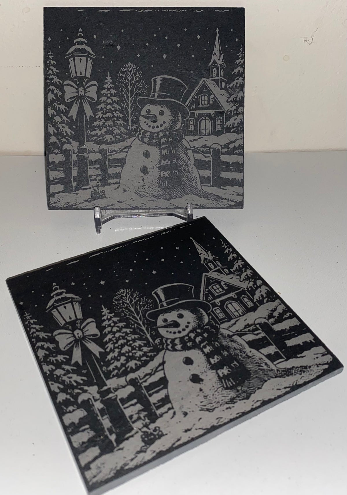 Sous verre bonhomme de neige