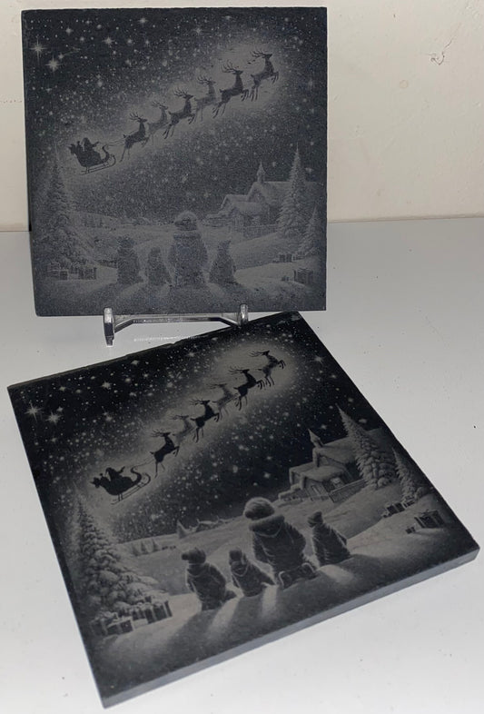 Sous verre famille père noël