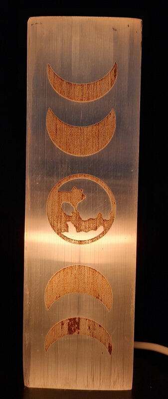 Lampe Sélénite Rectangle Gravée 25cm - Cadran Lunaire