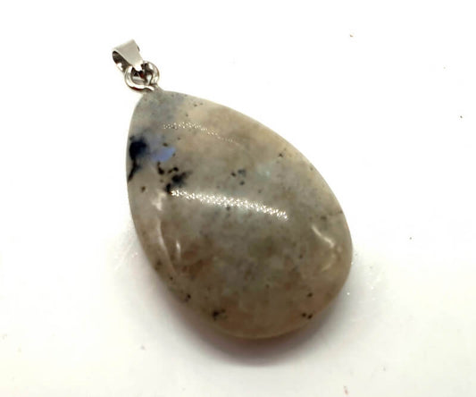 Pendentif Larme Labradorite blanche 3cm