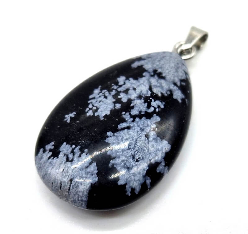 Pendentif Larme Obsidienne Neige 3cm