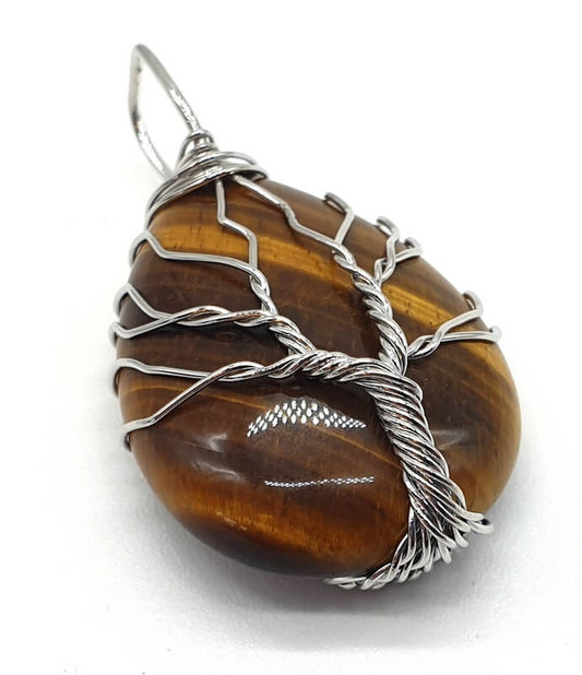 Pendentif Arbre de Vie - Oeil de Tigre 4cm